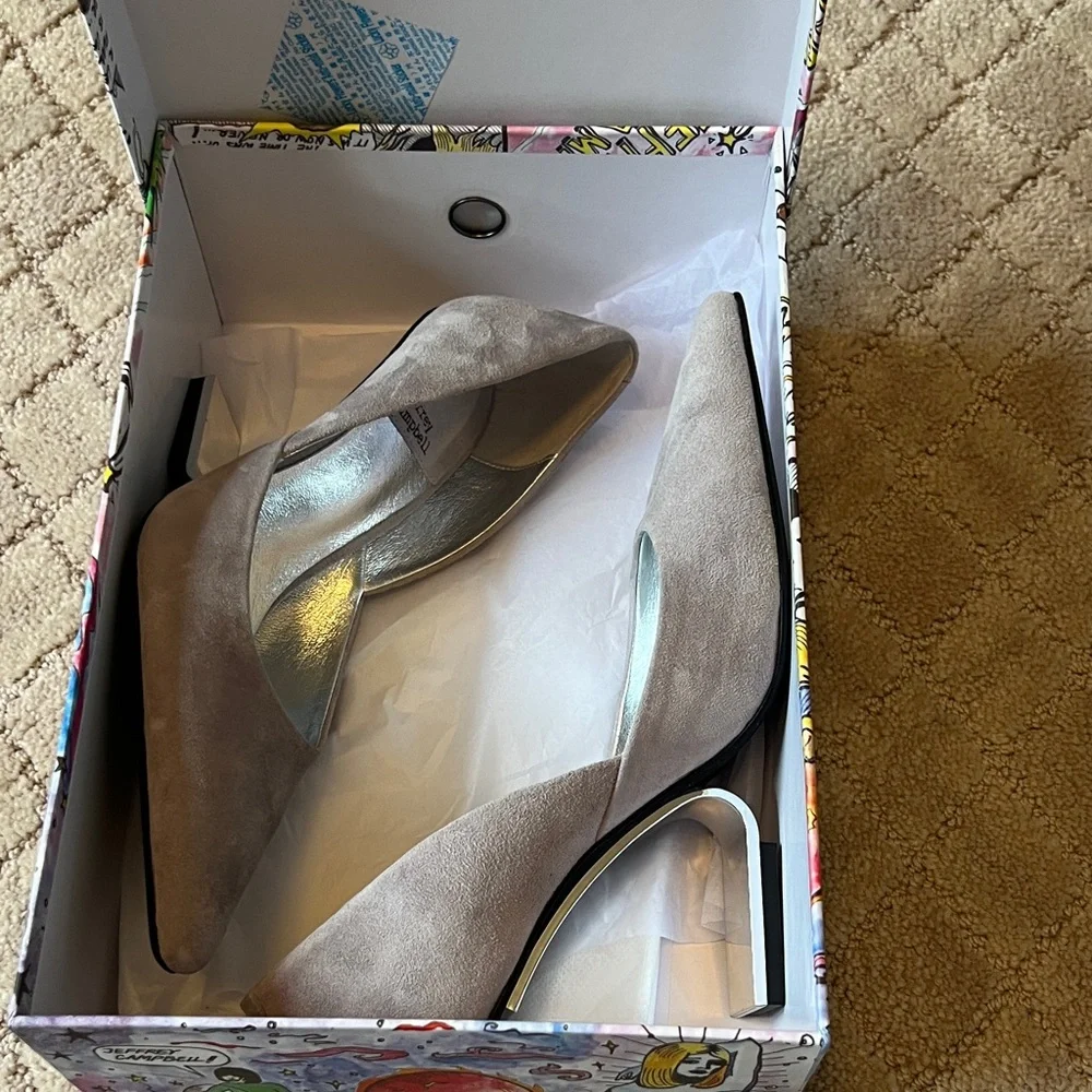 NIB Jeffrey Campbell Juliette Gray Grey Suede Silver heels Women's Shoes - Picture 6 of 8